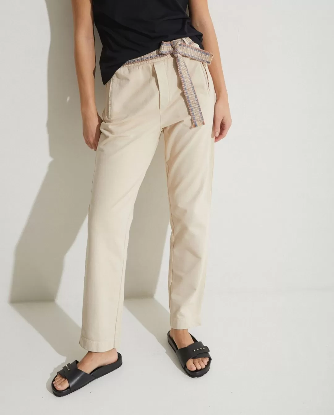 YERSE 100% Cotton Trousers Beige