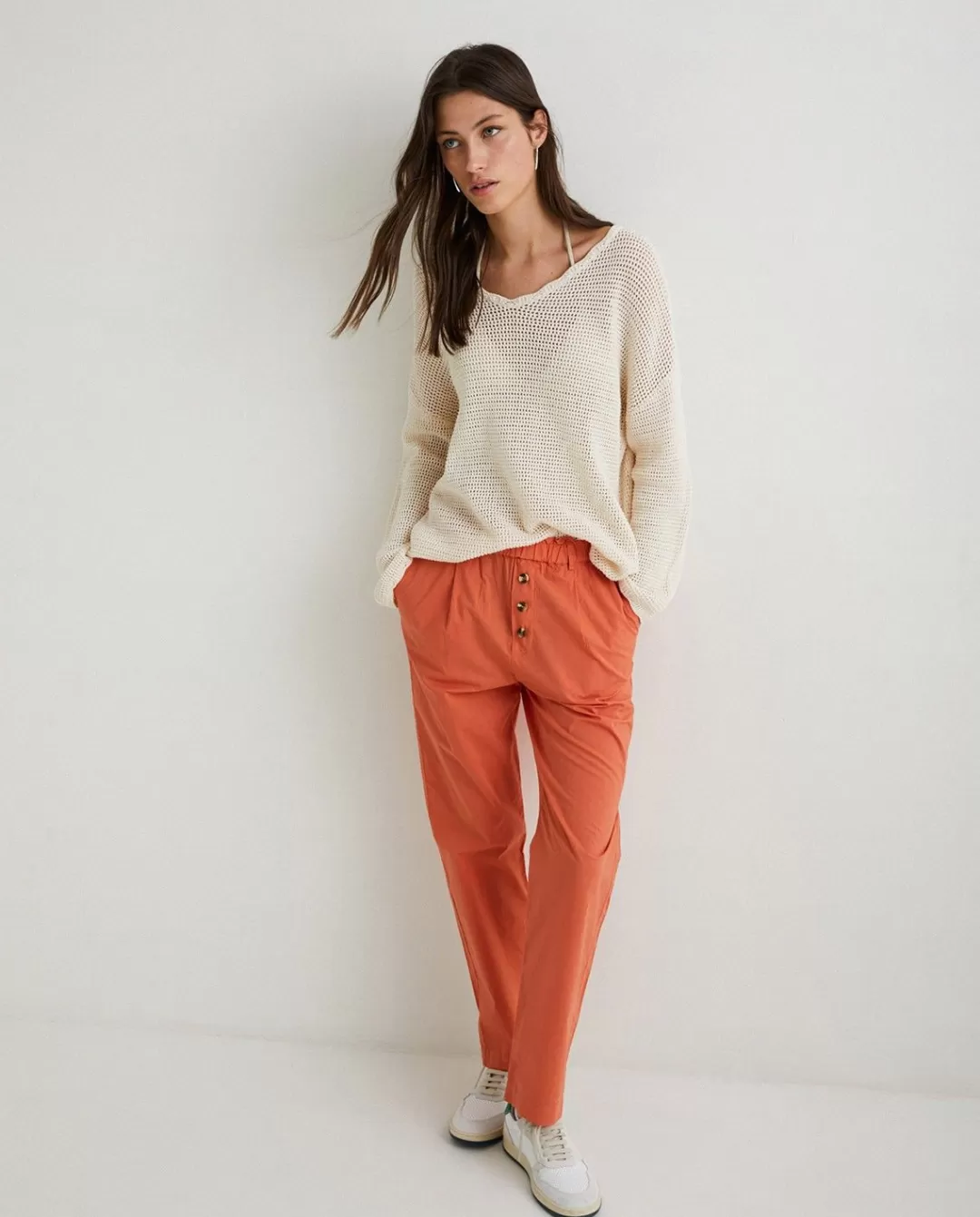 YERSE 100% Cotton Trousers Orange