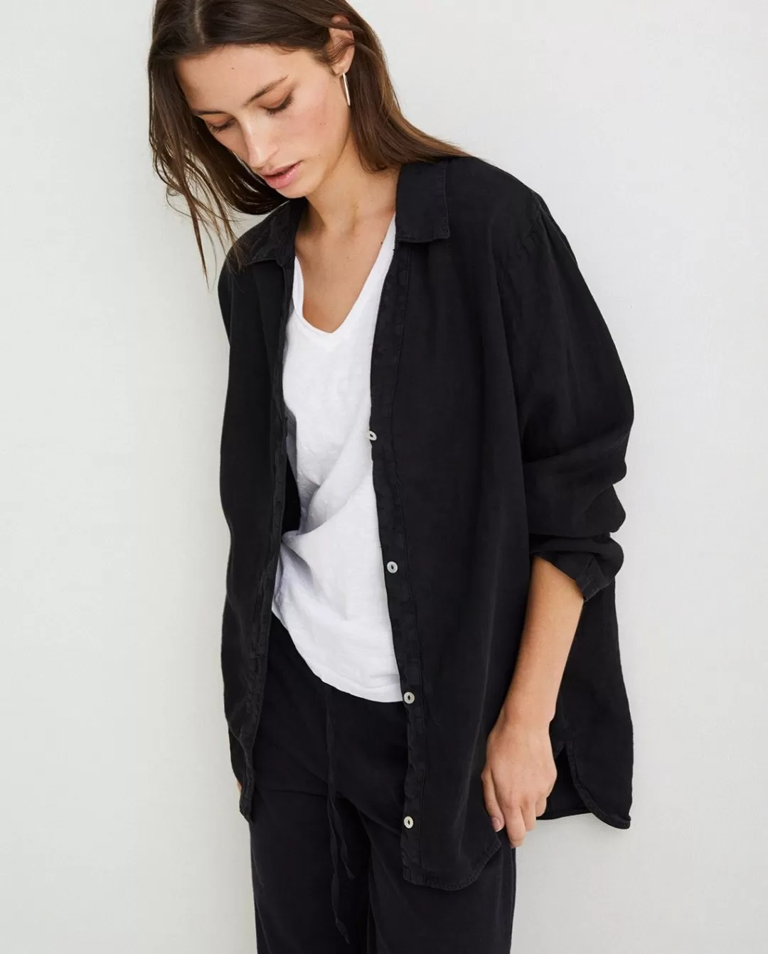 YERSE 100% Linen Shirt Black