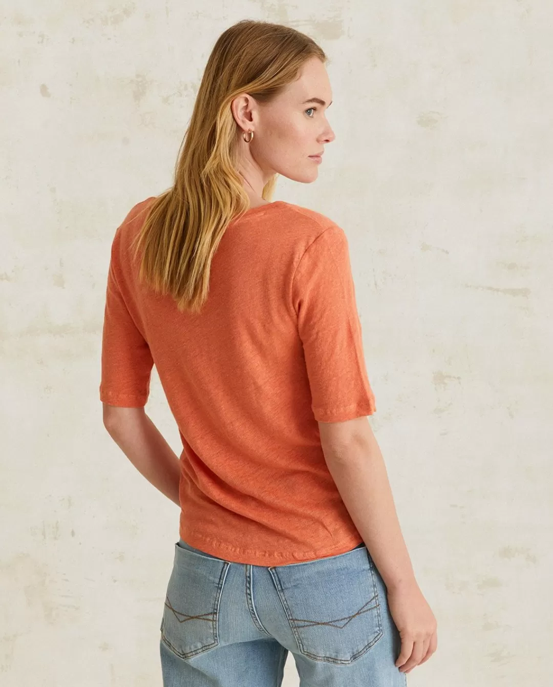 YERSE 100% Linen T-Shirt Orange