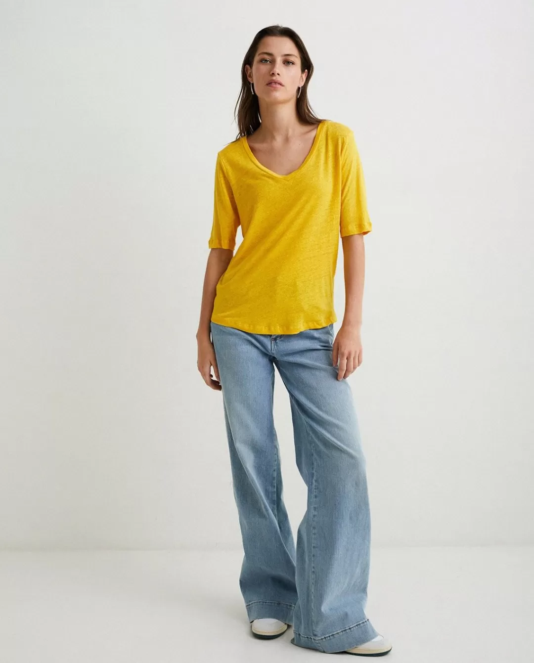 YERSE 100% Linen T-Shirt Yellow