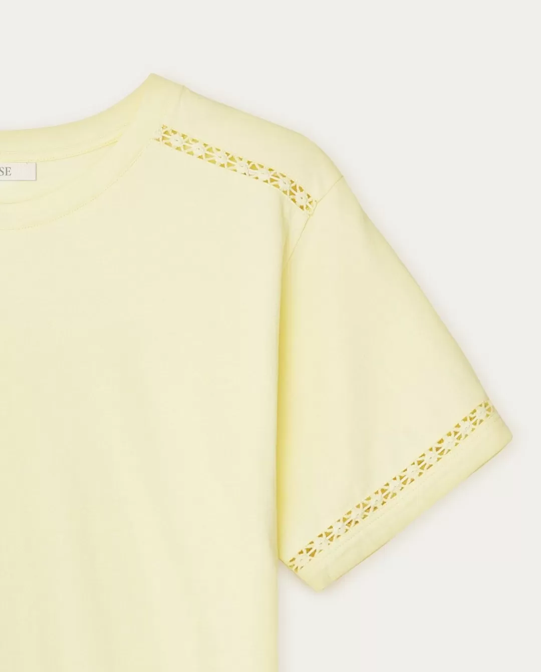 YERSE Cotton T-Shirt Decorative Stitching Yellow