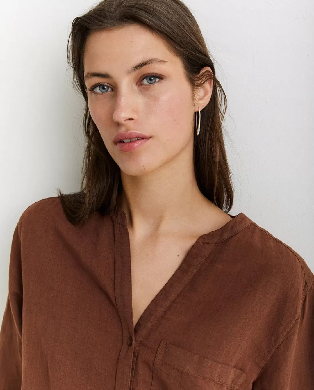 YERSE Cotton-Linen Shirt Brown