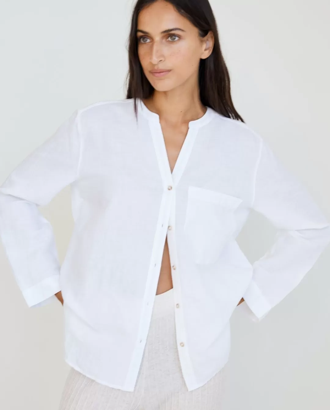 YERSE Cotton-Linen Shirt White