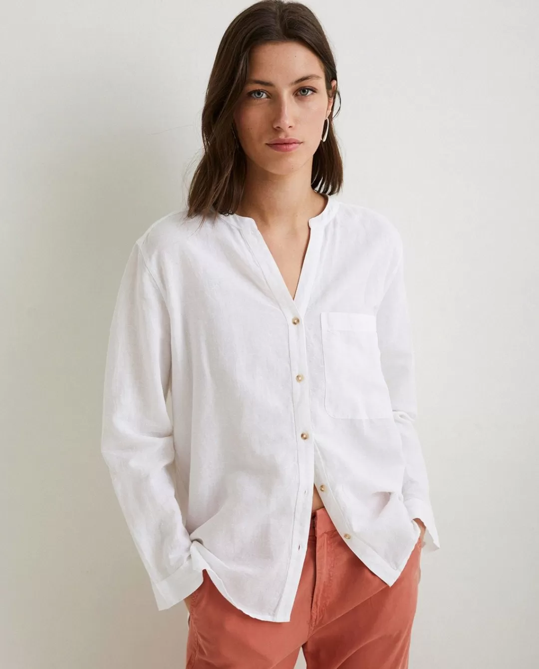 YERSE Cotton-Linen Shirt White