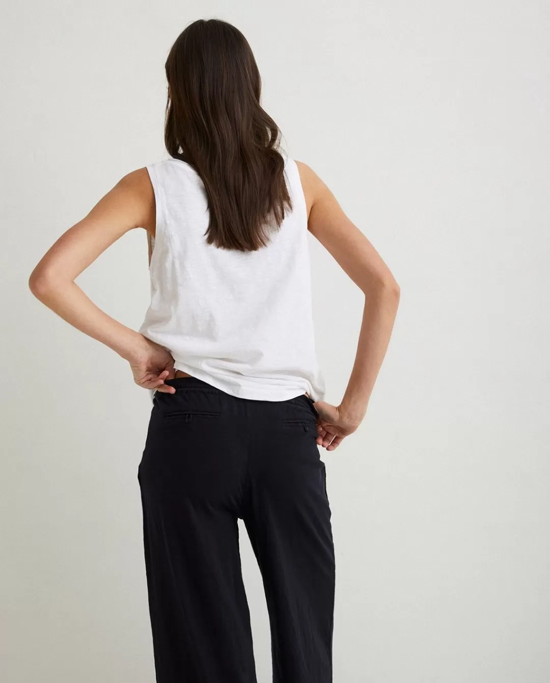 YERSE Cotton-Linen Trousers Black