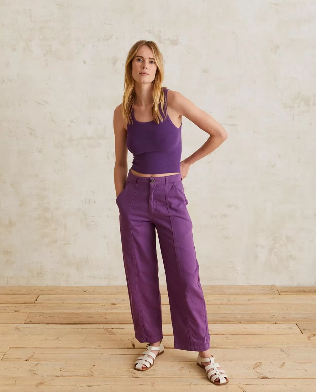 YERSE Denim Carrot Trousers Purple