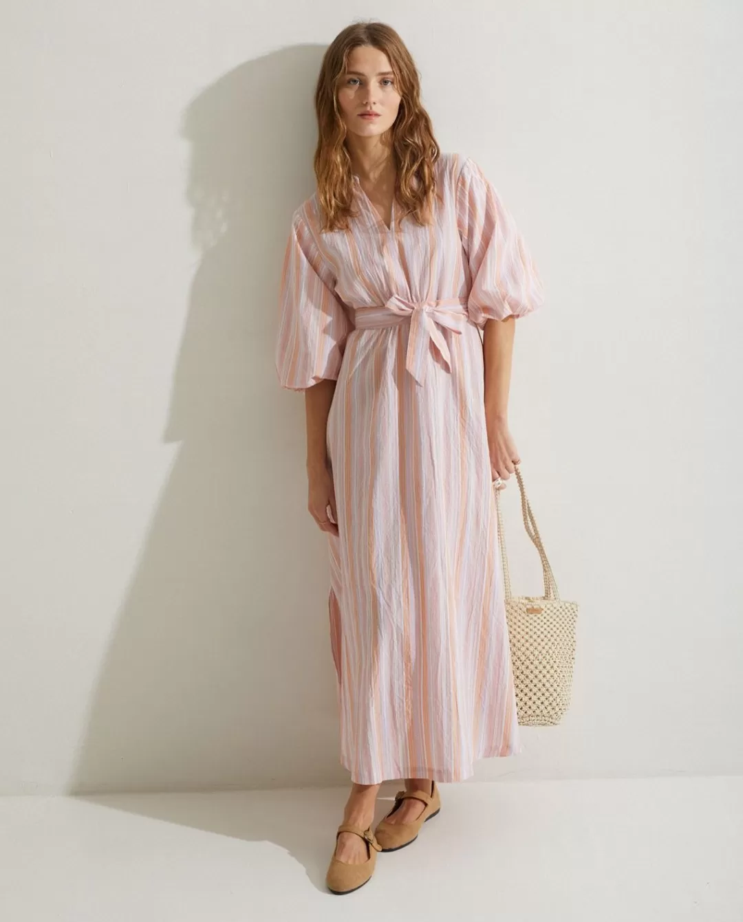 YERSE Dress Puffed Sleeves Pink