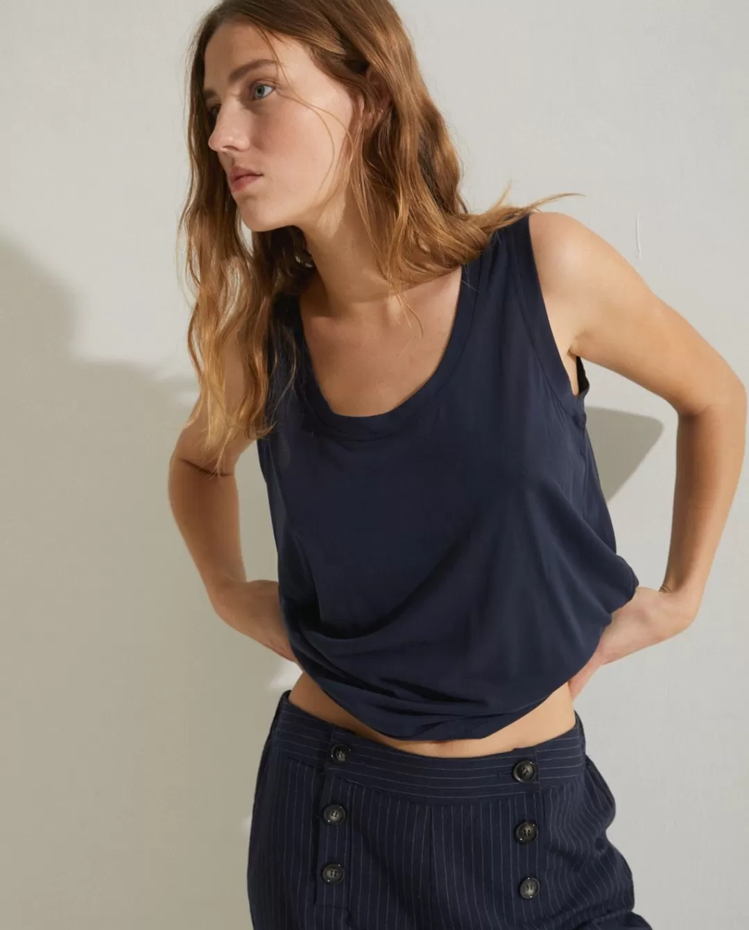 YERSE Flowy Camisole Top Navy