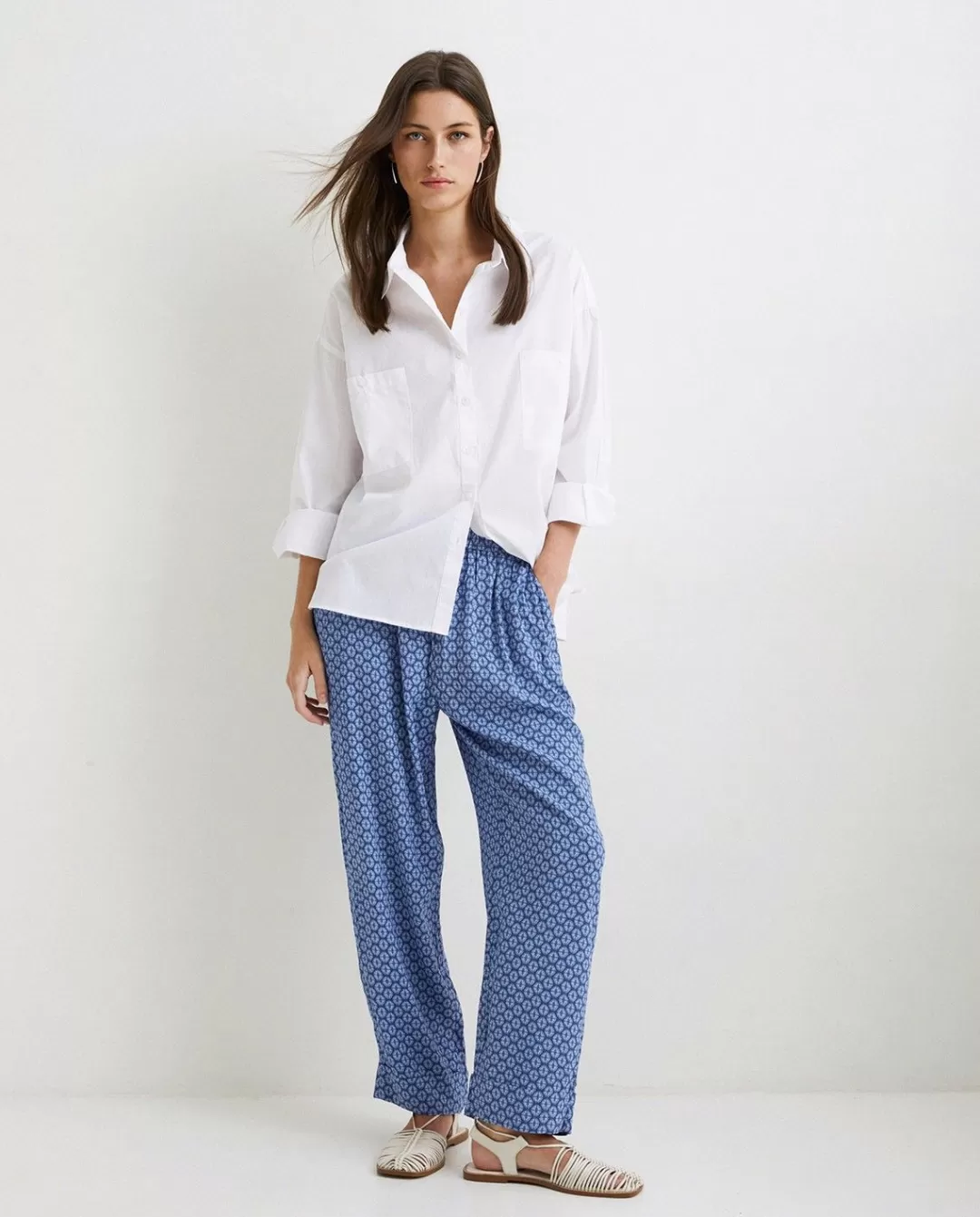 YERSE Flowy Straight Trousers Blue