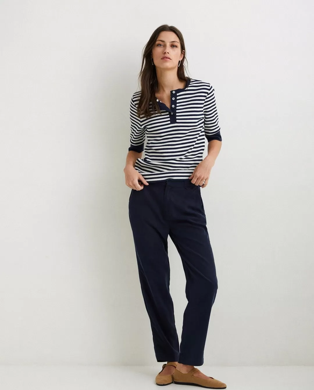 YERSE Flowy Tencel Trousers Navy