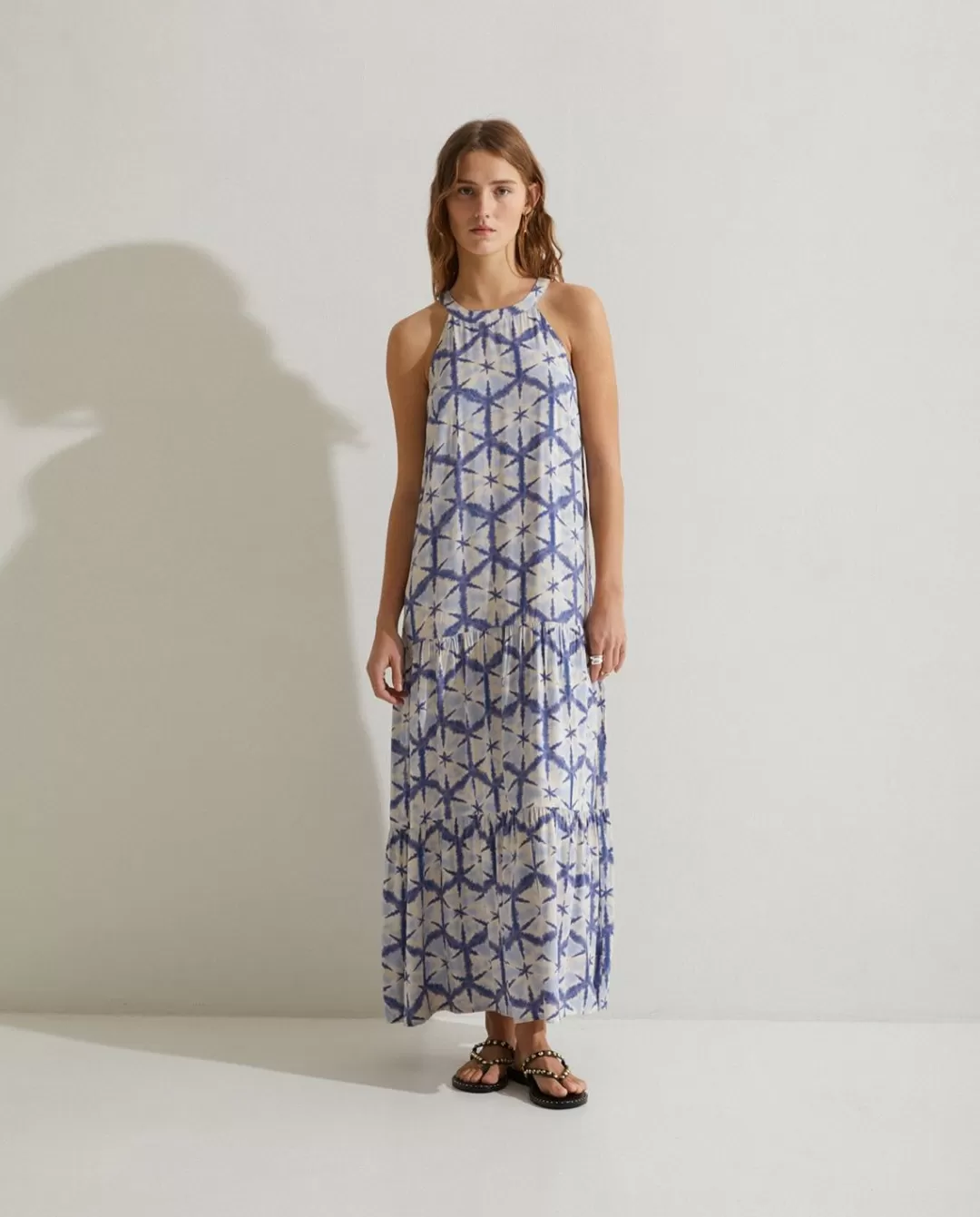 YERSE Flowy Tie-Dye Dress Blue