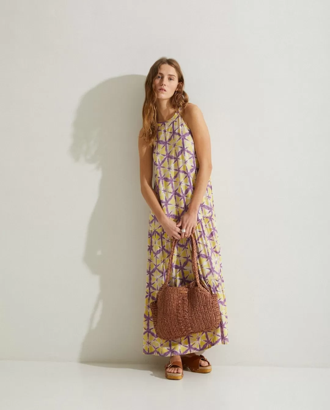 YERSE Flowy Tie-Dye Dress Yellow