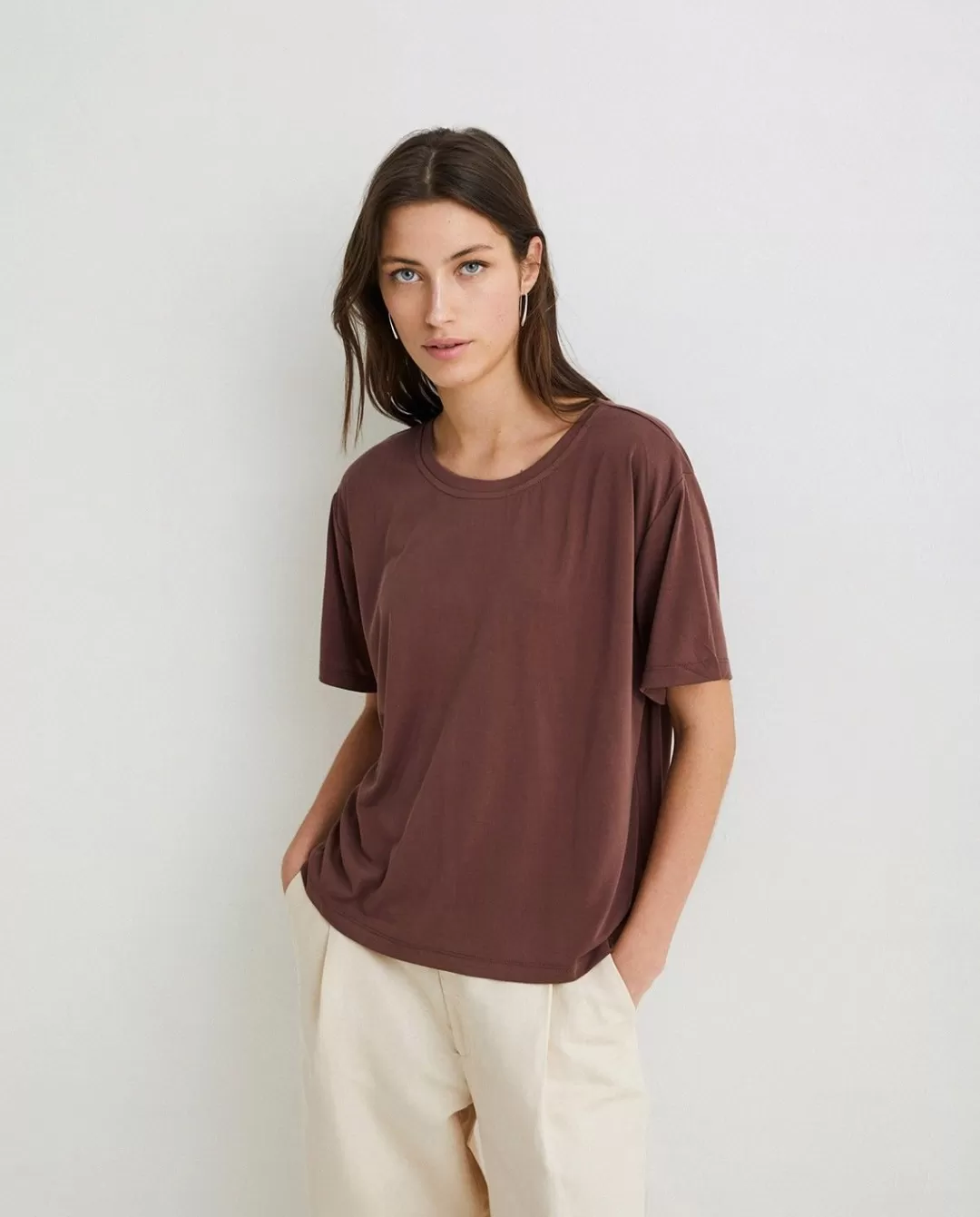 YERSE Flowy T-Shirt Chocolate