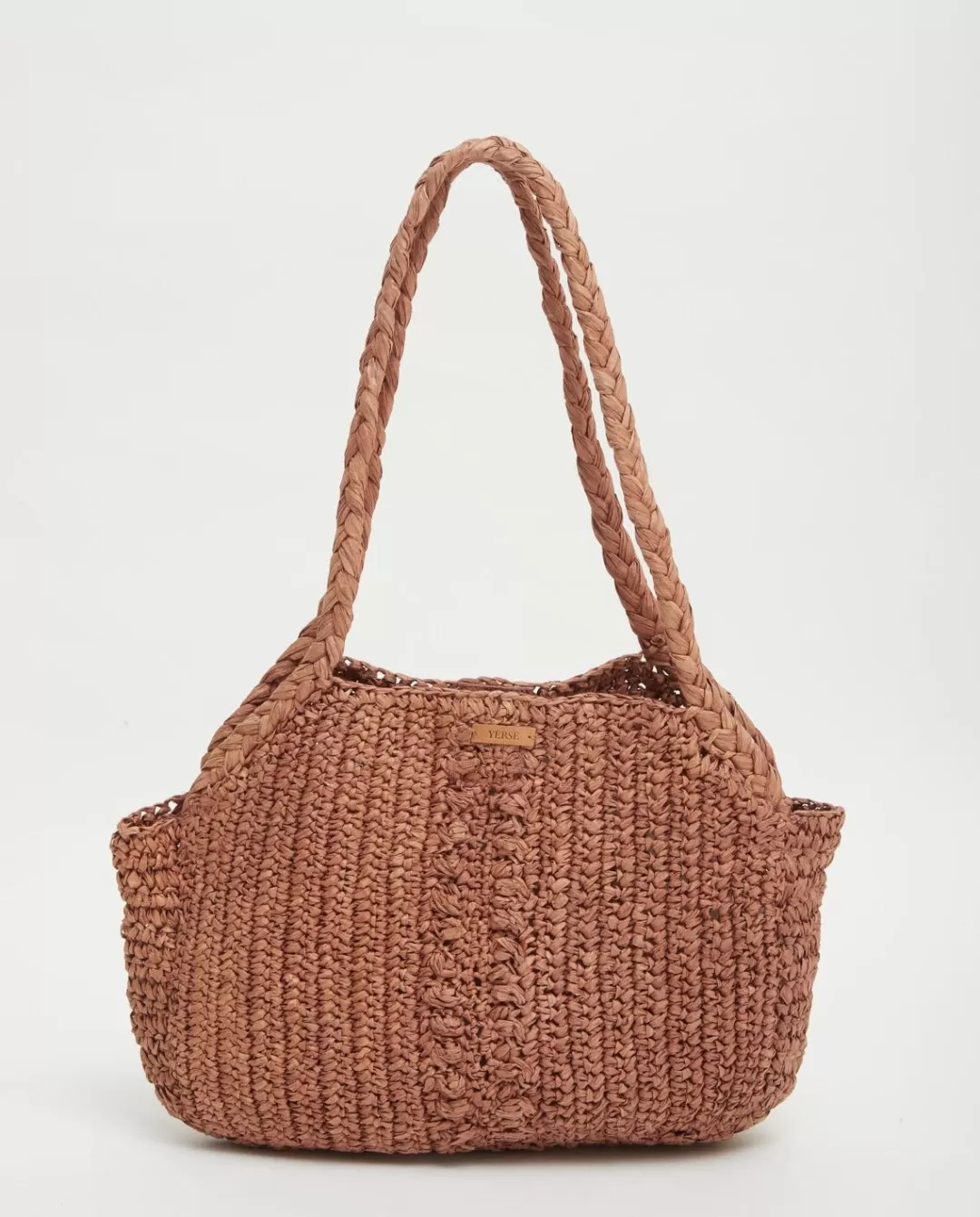 YERSE Handmade Raffia Bag Chocolate