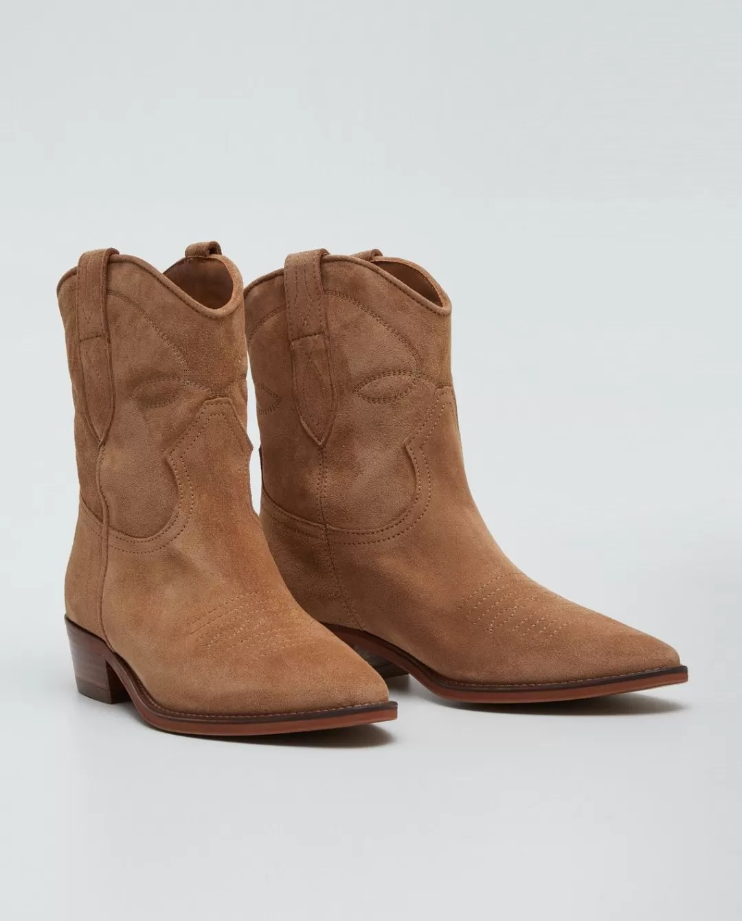 YERSE Leather Cowboy Boots Beige