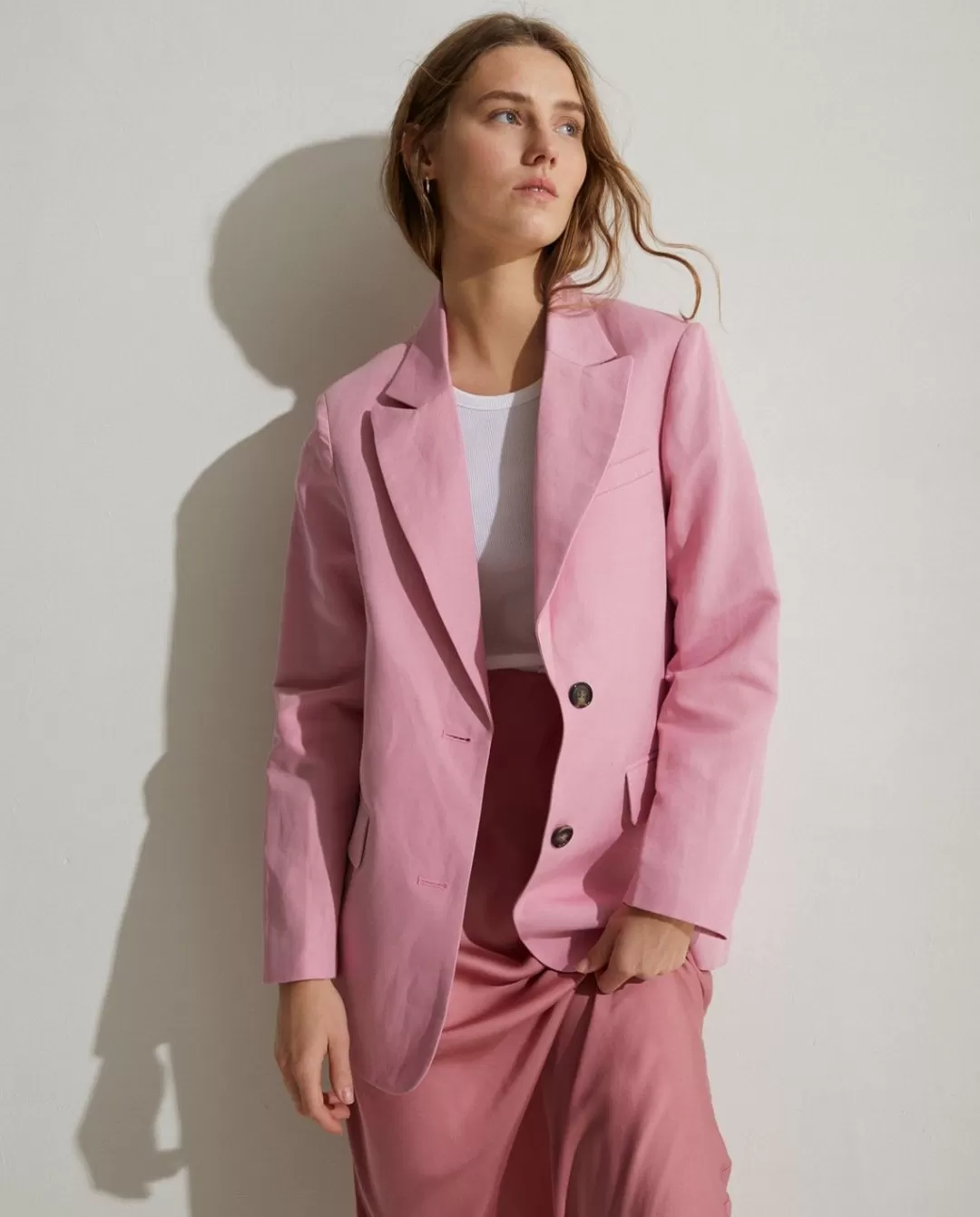 YERSE Linen Suit Coat Pink