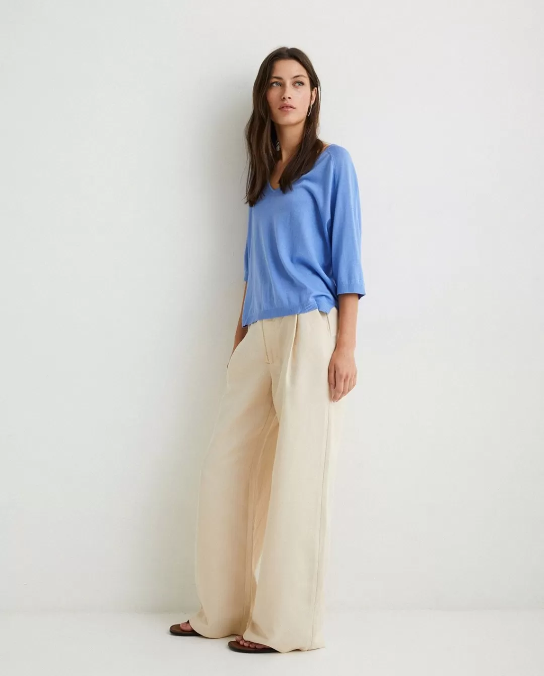 YERSE Linen Suit Trousers Natural