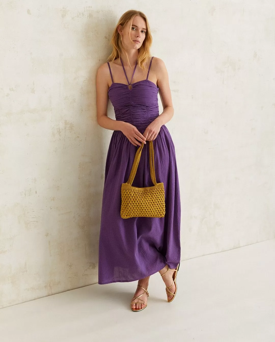 YERSE Long Draped Dress Purple