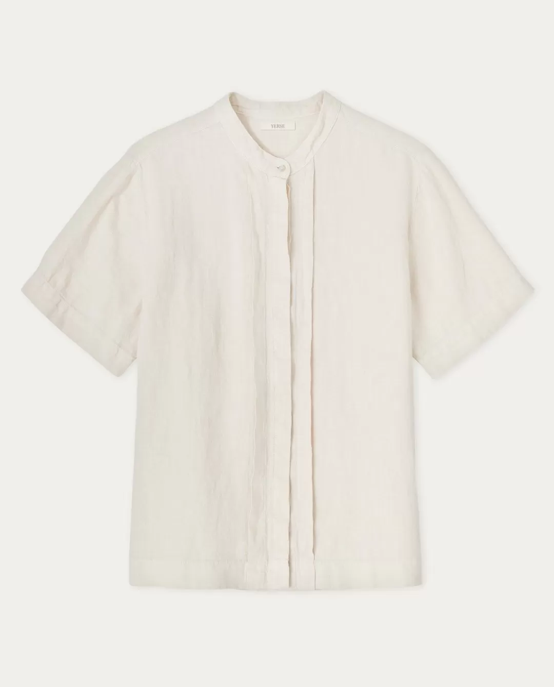 YERSE Mao-Neck Linen Shirt Ecru