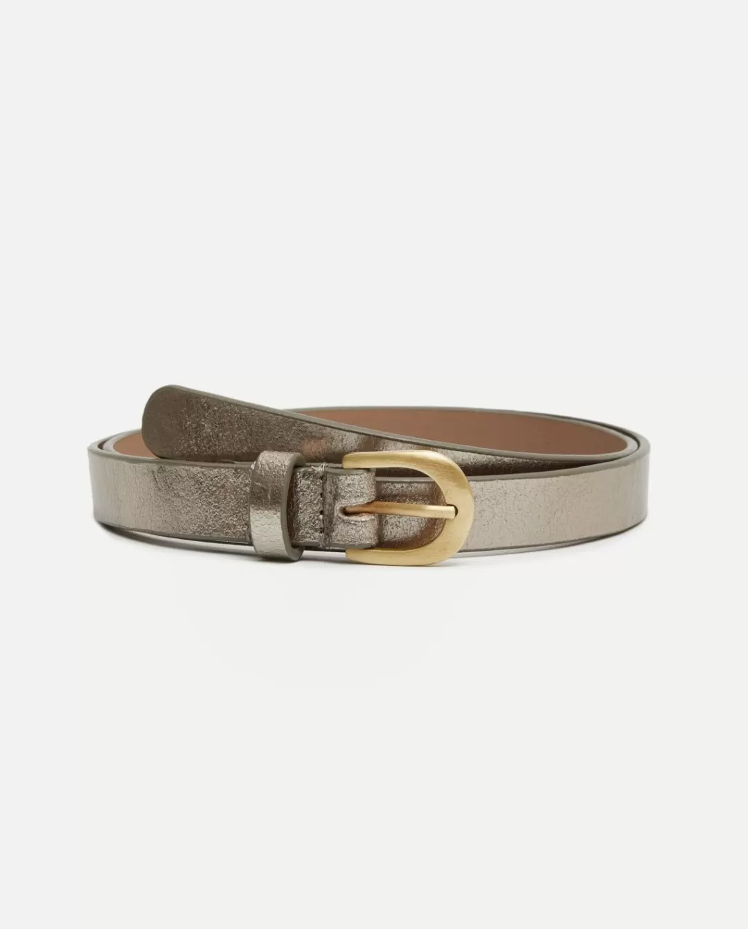 YERSE Metallic Leather Belt Silver