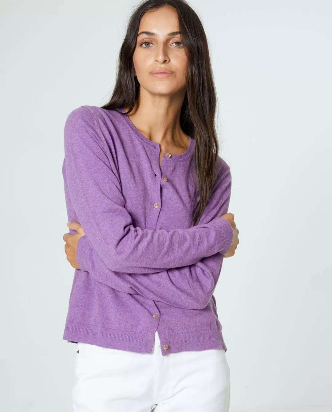 YERSE Organic-Cotton Cardigan Purple