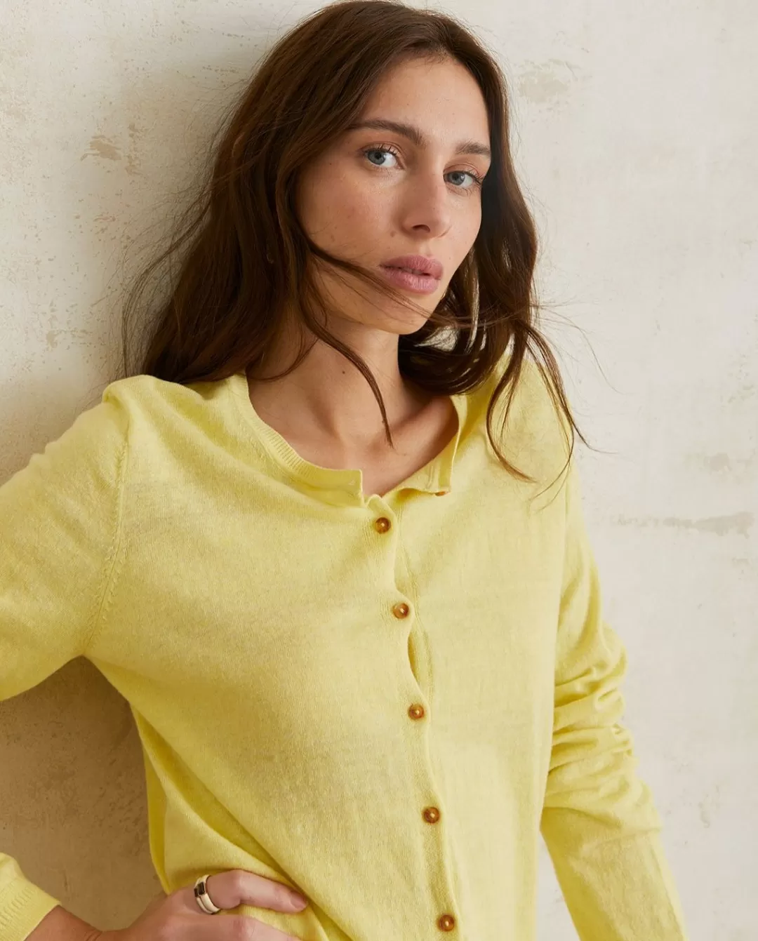 YERSE Organic-Cotton Cardigan Yellow