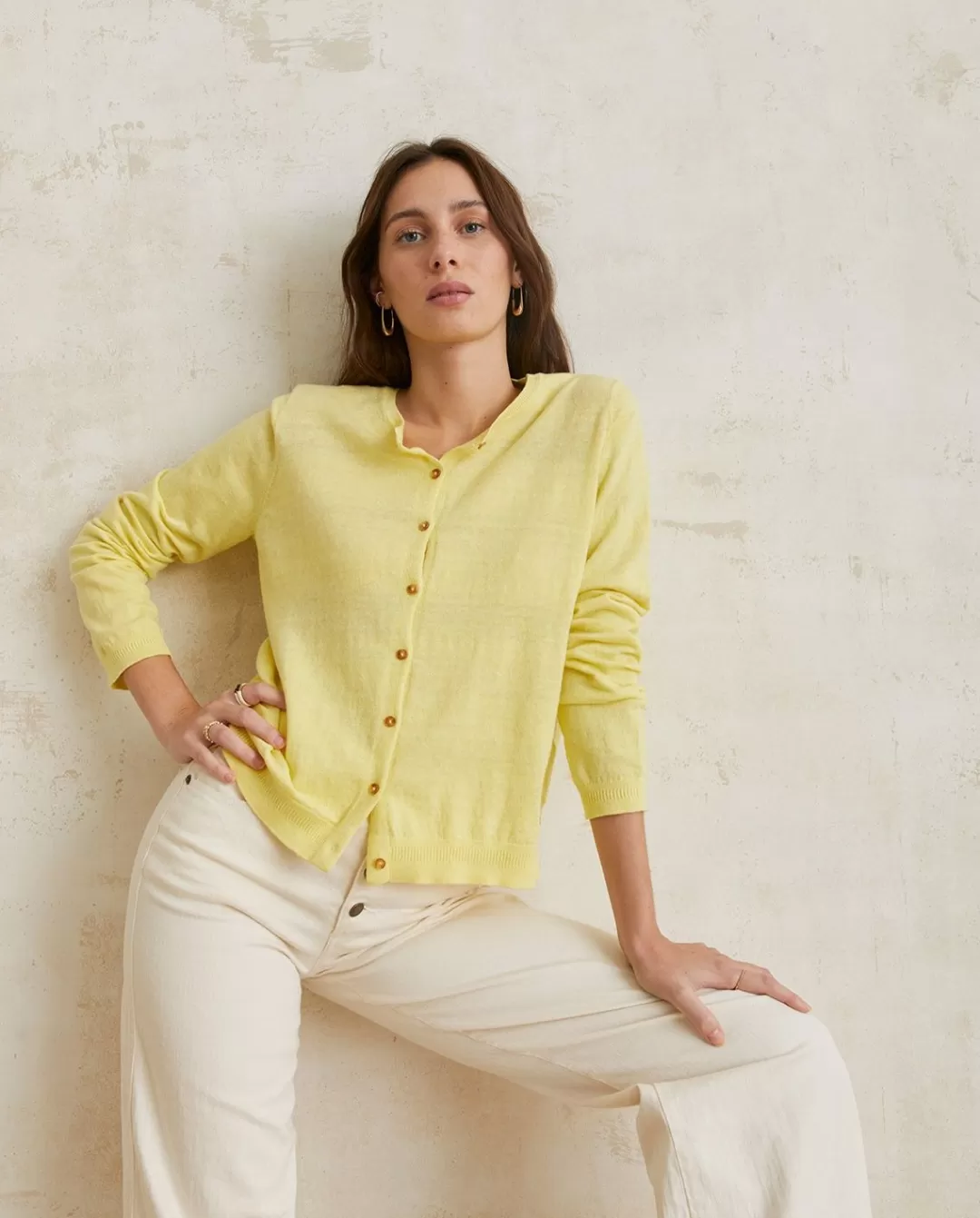 YERSE Organic-Cotton Cardigan Yellow