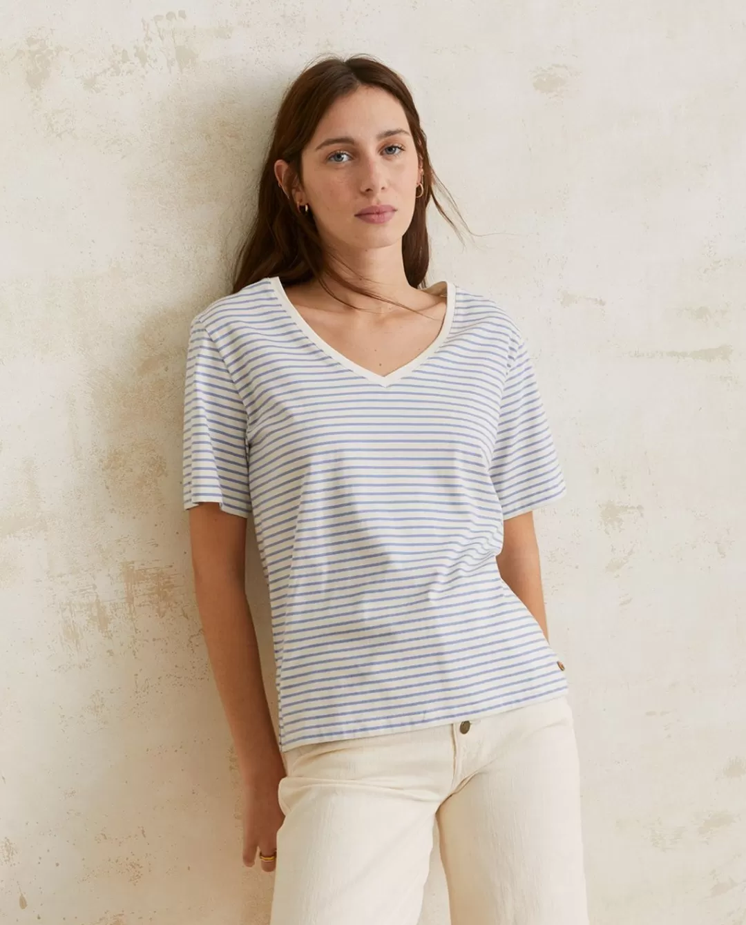 YERSE Organic-Cotton T-Shirt Blue Stripes