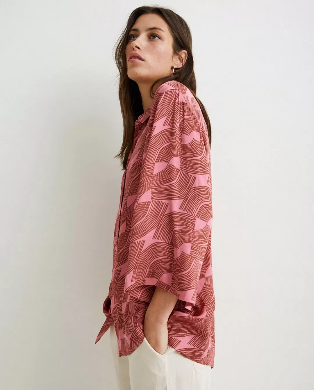 YERSE Oversize Sateen Shirt Pink