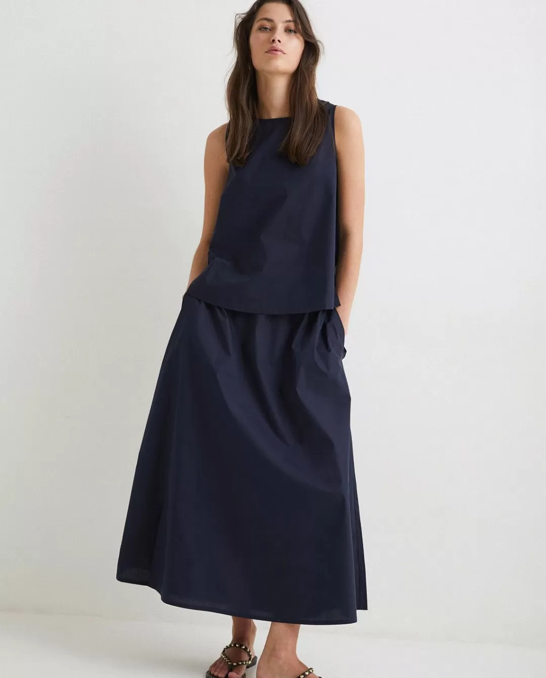 YERSE Poplin Skirt Navy