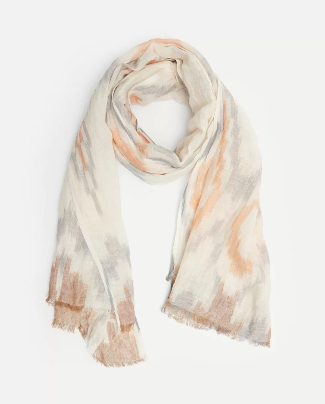 YERSE Print Linen Scarf Orange