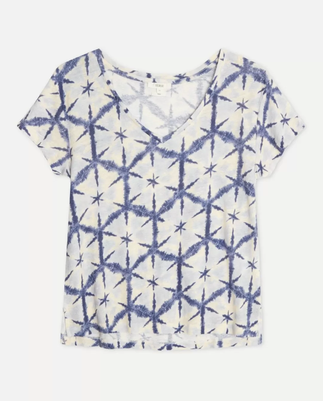 YERSE Print Linen T-Shirt Blue