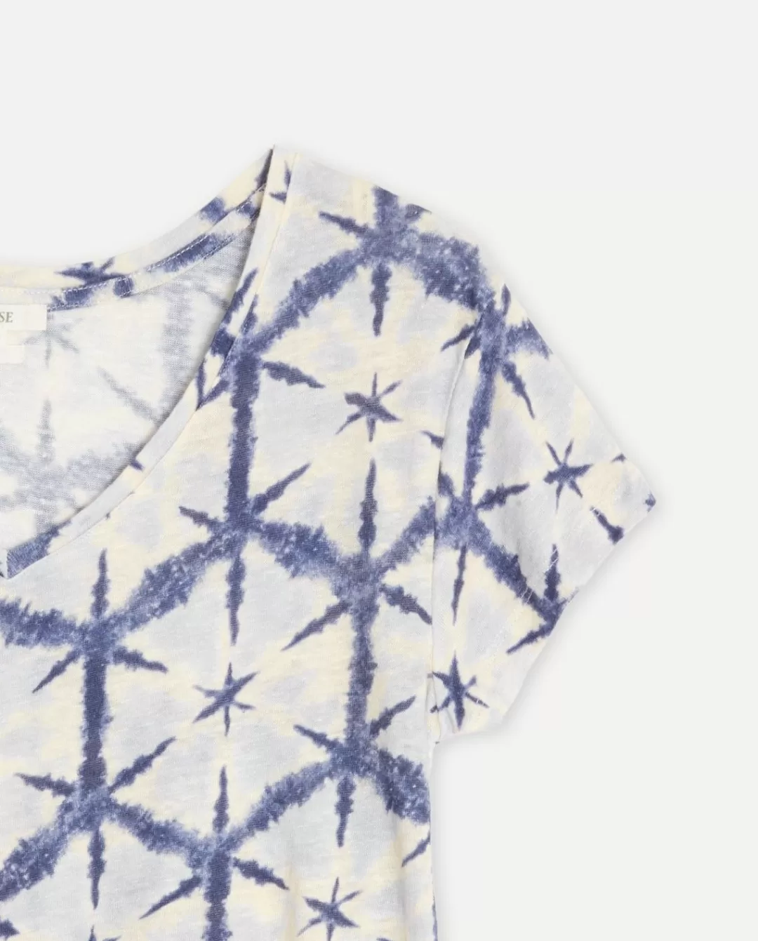 YERSE Print Linen T-Shirt Blue