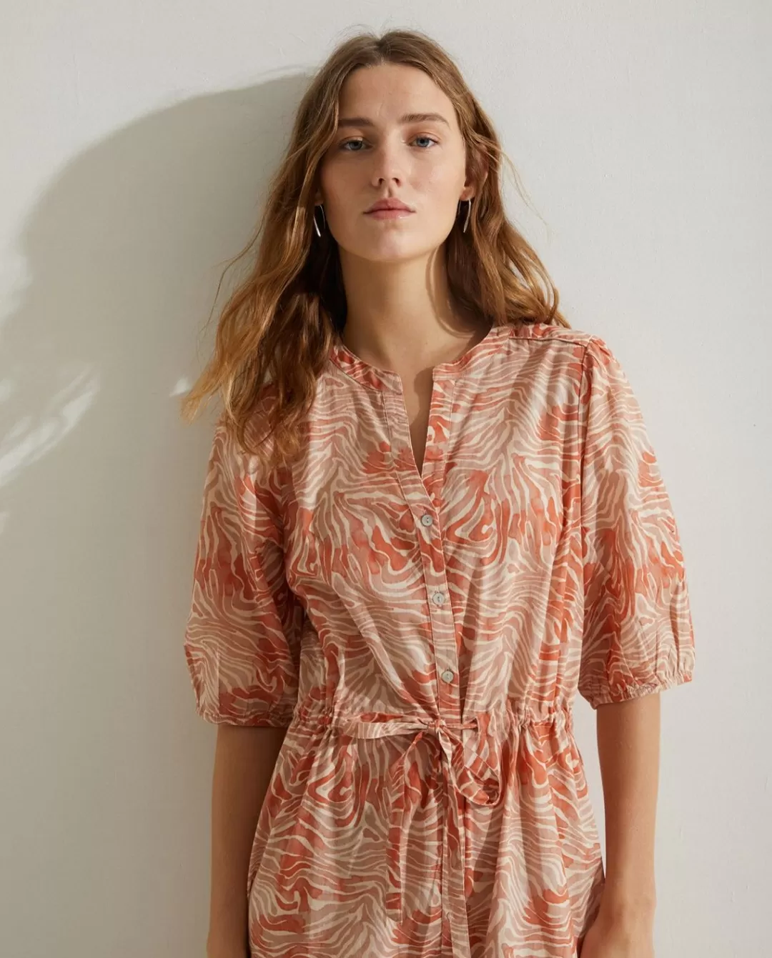 YERSE Print Organic-Cotton Dress Orange