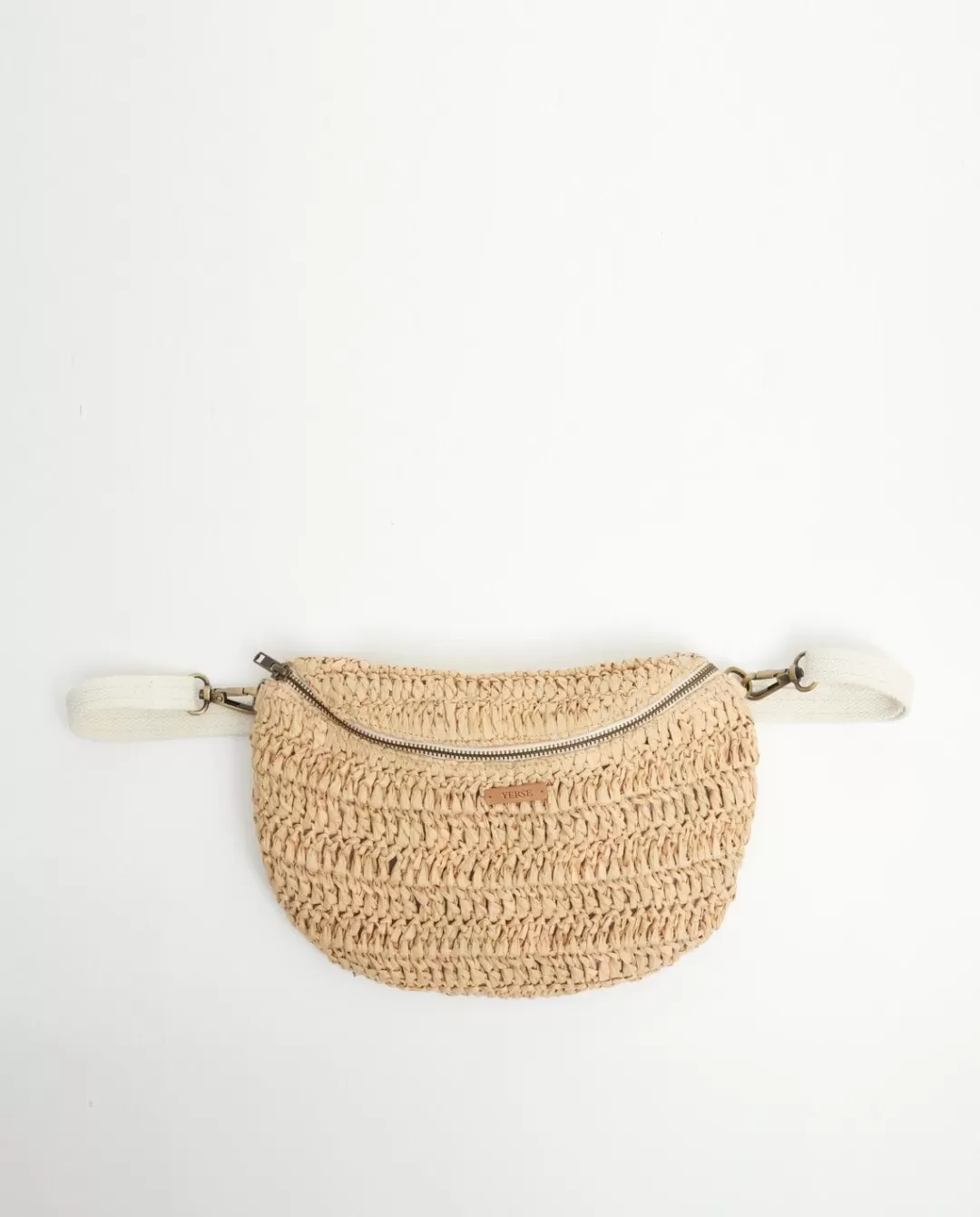 YERSE Raffia Bum Bag Natural