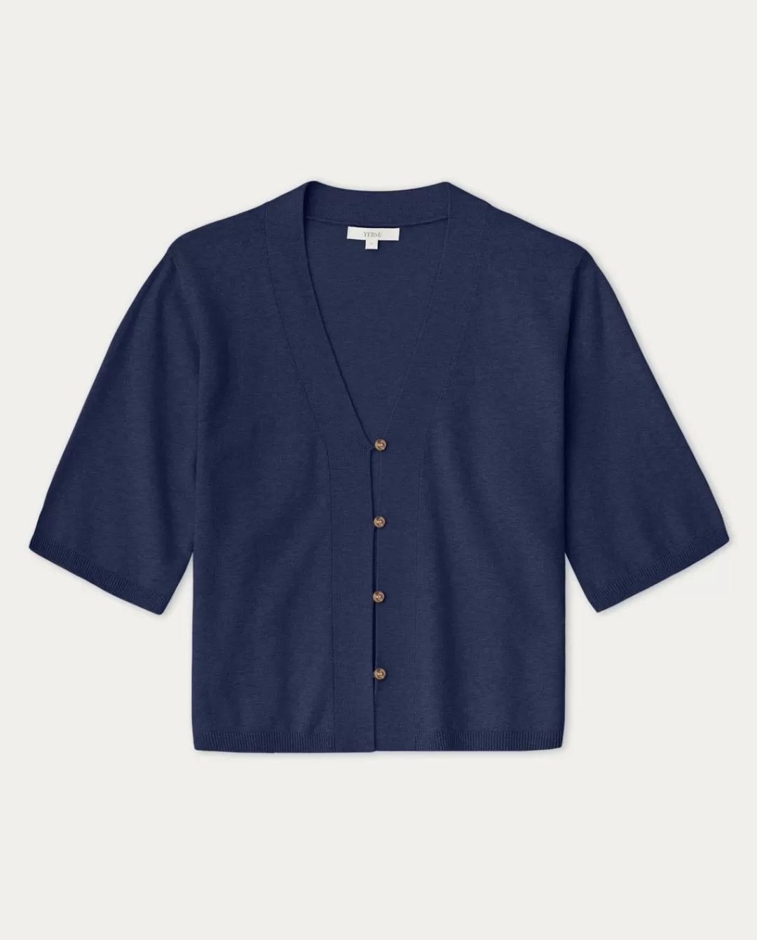 YERSE Short-Sleeve Cardigan Navy