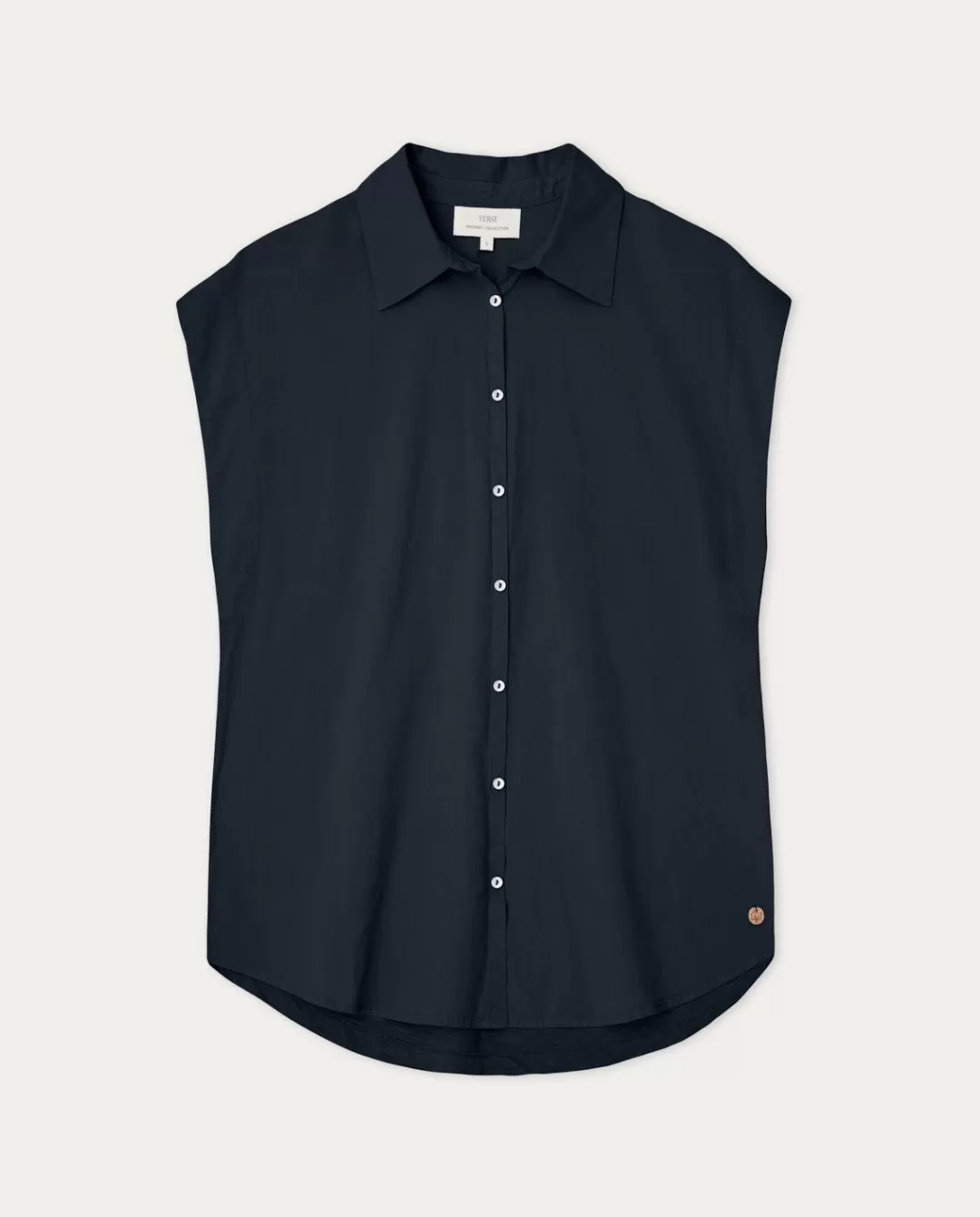 YERSE Sleeveless Cotton Shirt Navy