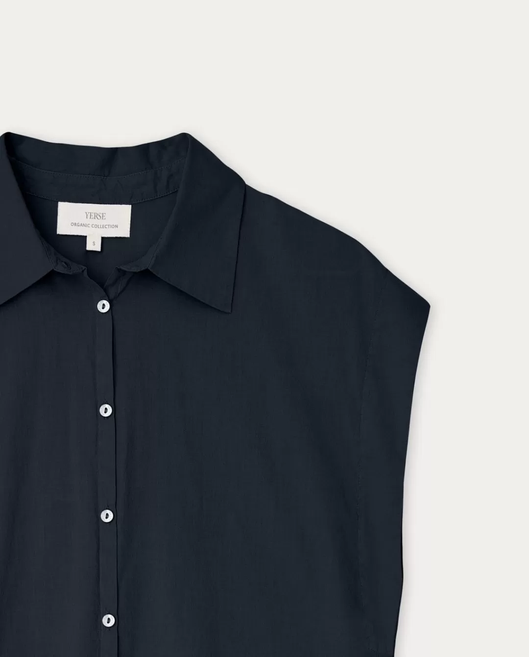 YERSE Sleeveless Cotton Shirt Navy