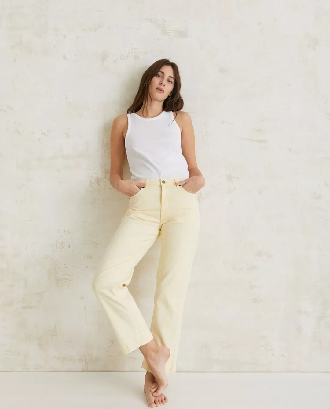 YERSE Straight Denim Trousers Yellow