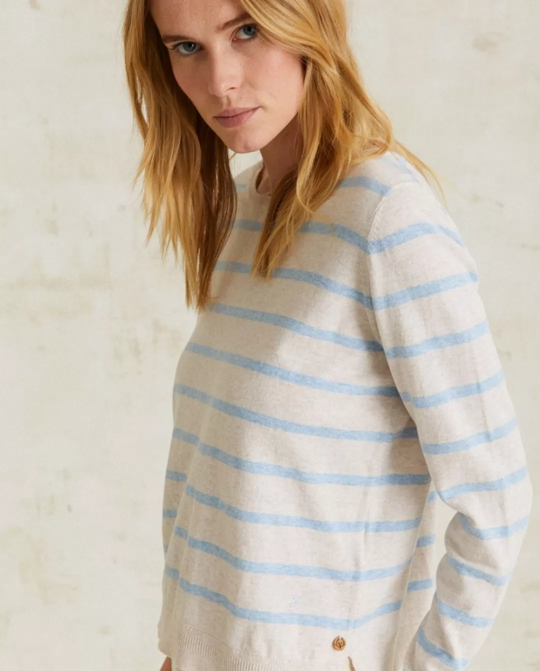 YERSE Striped Organic-Cotton Sweater Blue Stripes