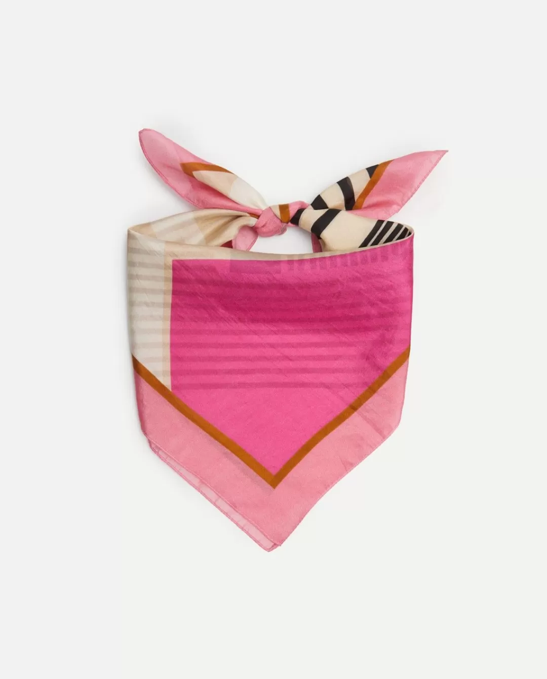 YERSE Striped Silk Scarf Pink