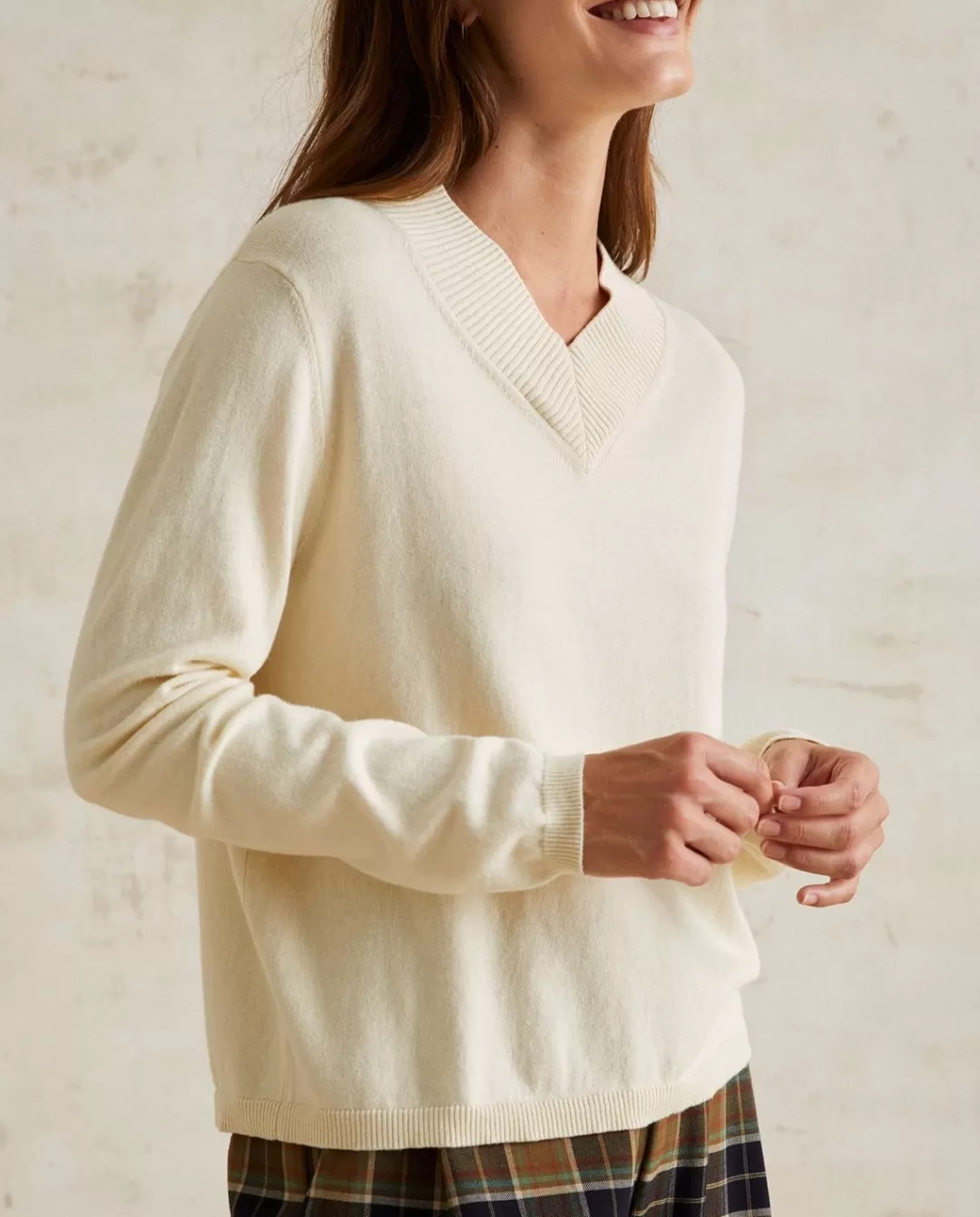 YERSE V-Neck Jumper Ecru