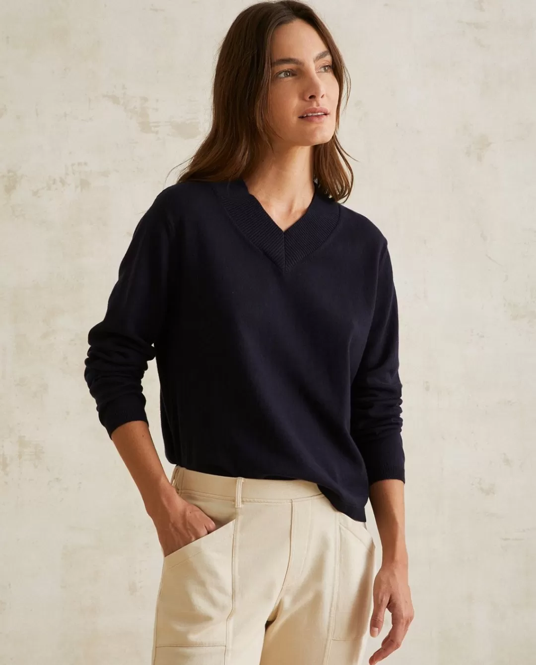 YERSE V-Neck Jumper Navy