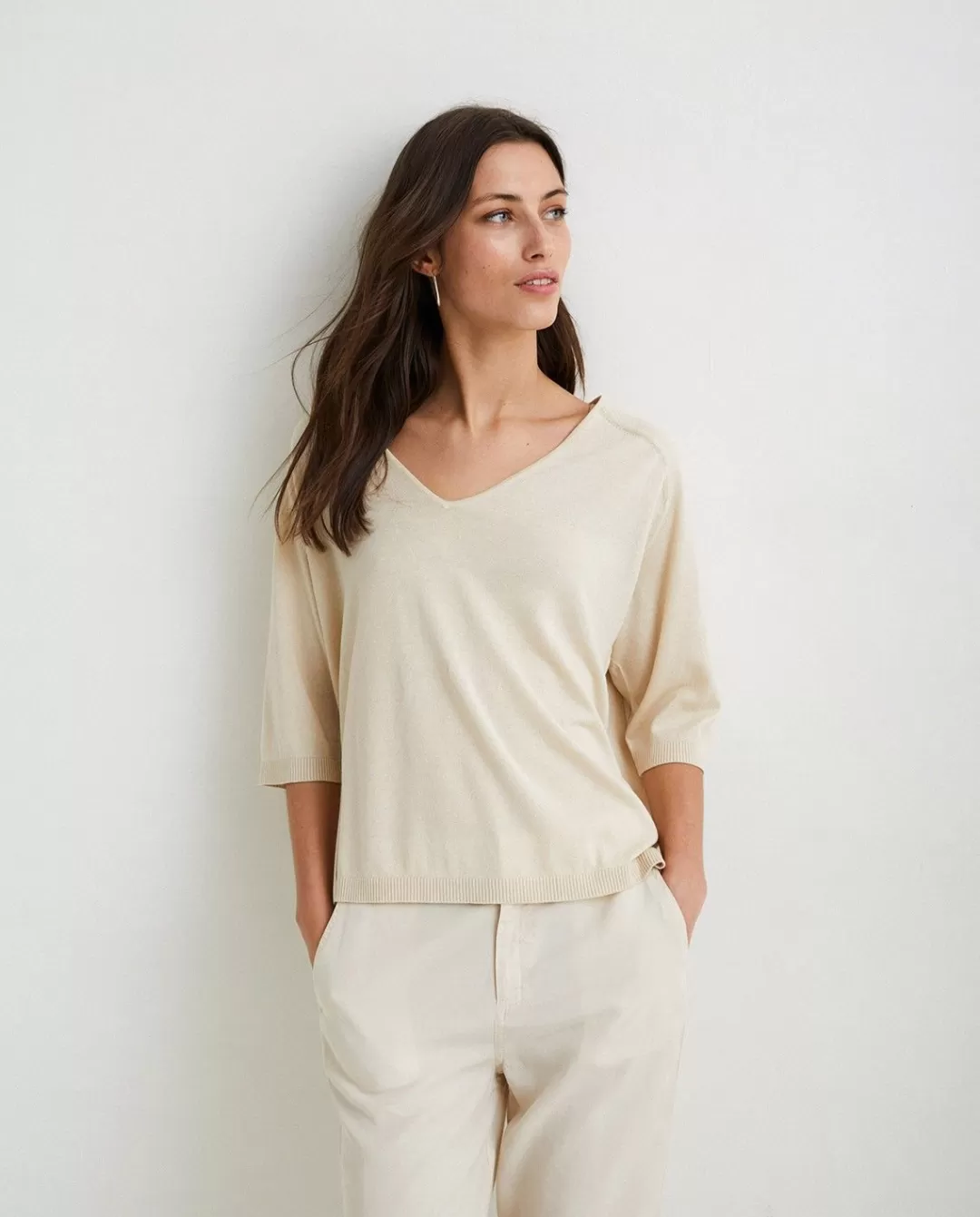 YERSE V-Neck Sweater Natural