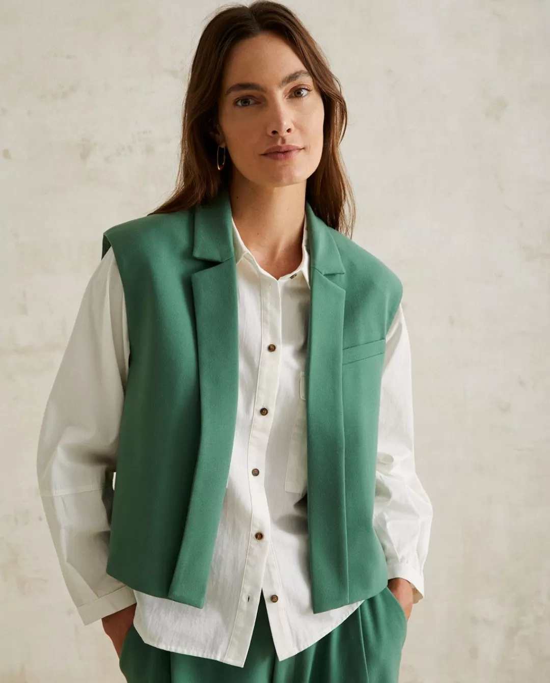 YERSE Waistcoat With Lapels Green