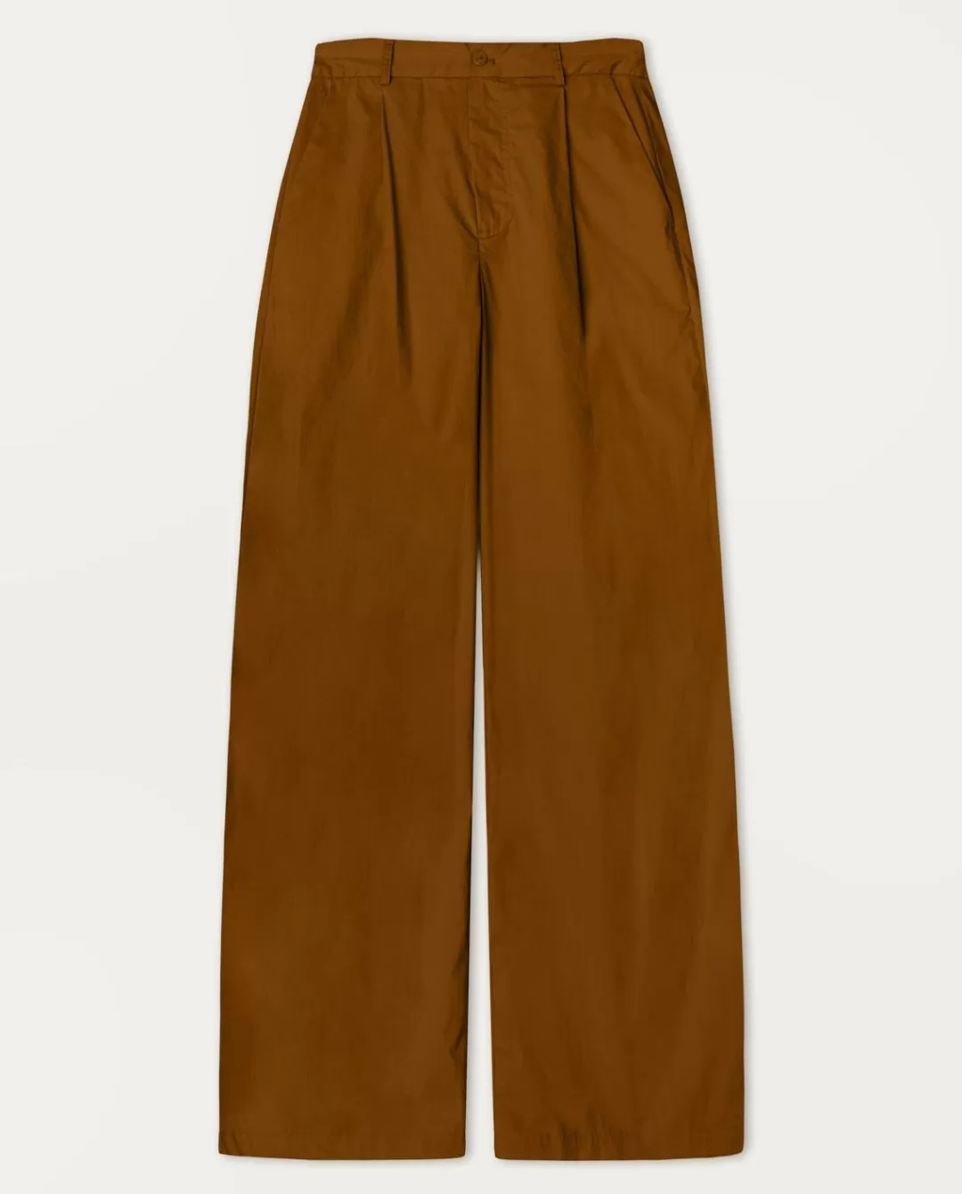 YERSE Wide-Leg Cotton Trousers Chocolate